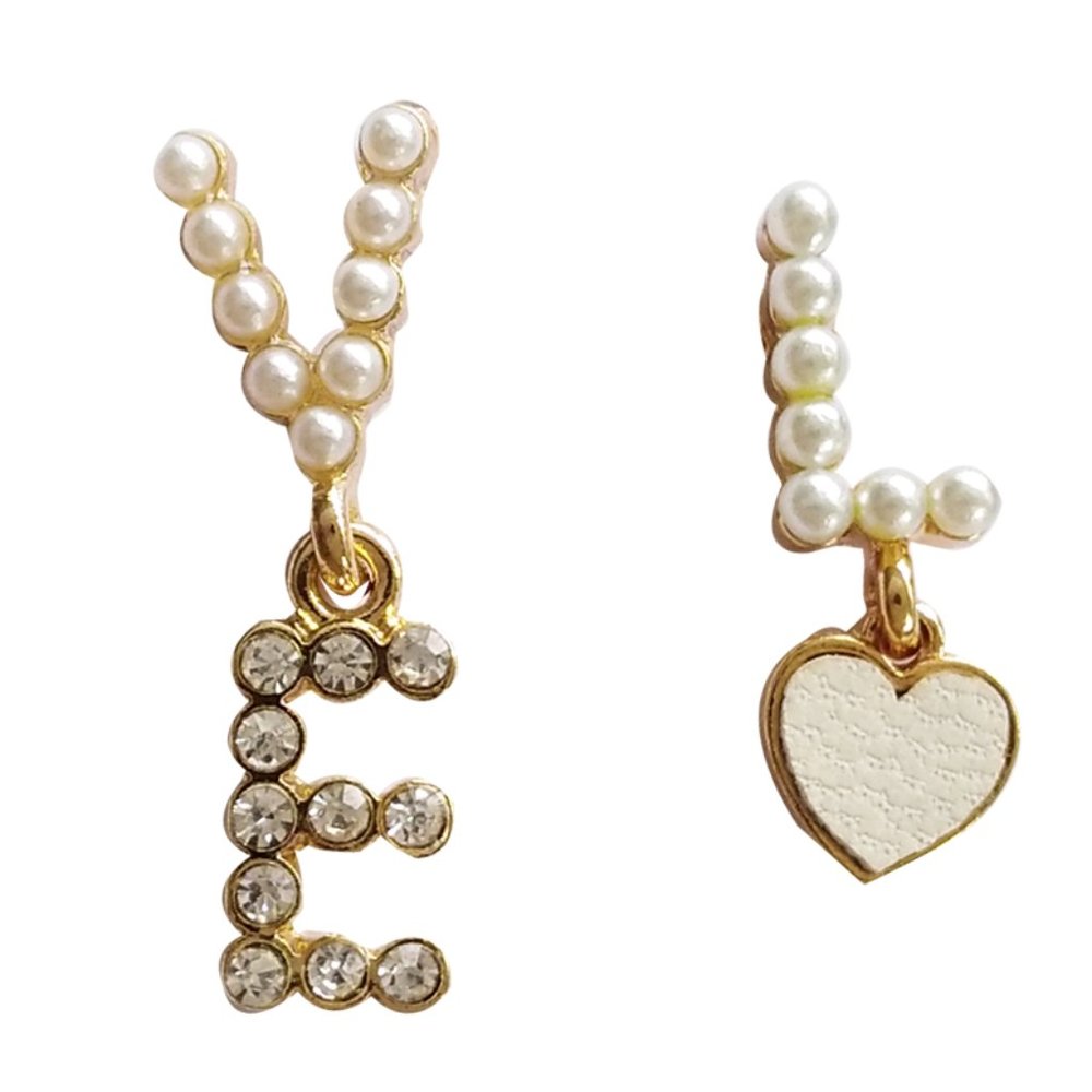 LOVE mini pearls rhinestone Drop Earrings - Picture 9 of 14